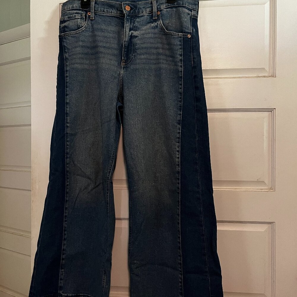 Gap Wide Leg Two-Tone Jeans - Raw Hem